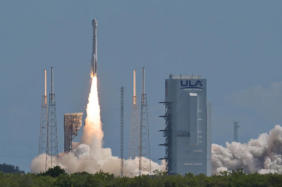 A United Launch Alliance Atlas V rocket carrying two astronauts aboard Boeing's Starliner-1 Crew Flight Test (CFT), is launched on a mission to the International Space Station, in Cape Canaveral, Florida.