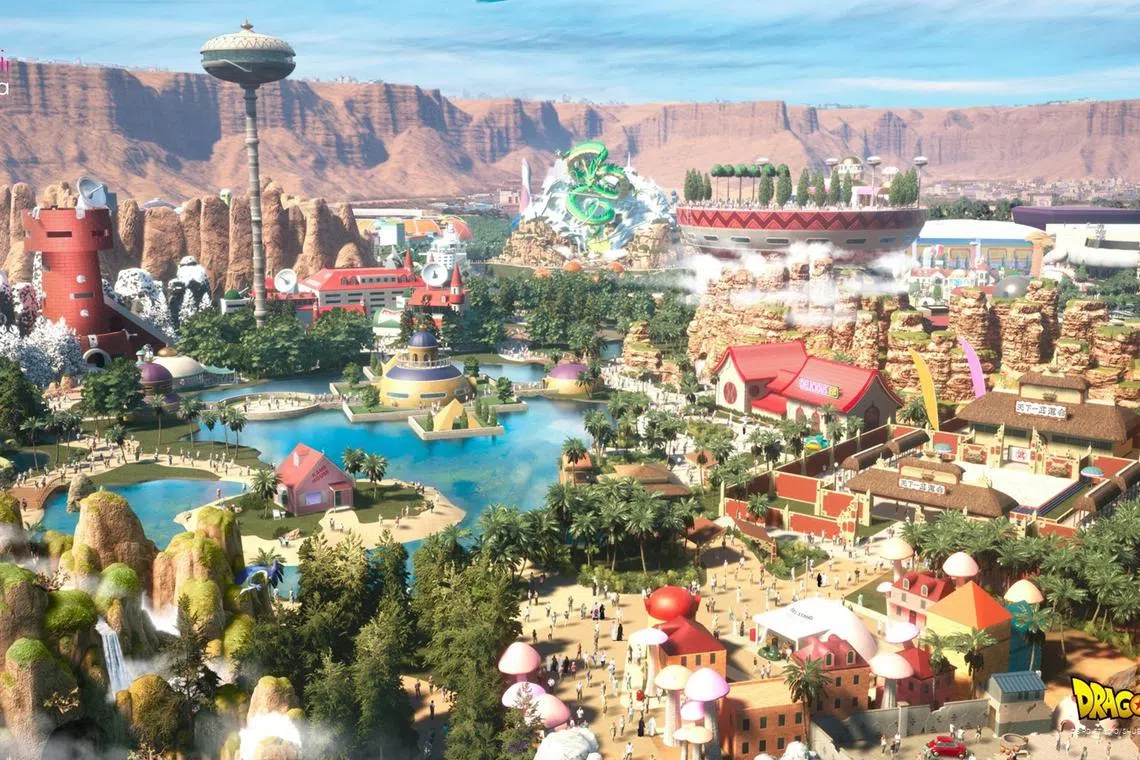 Rendering of the Dragon Ball theme park. 