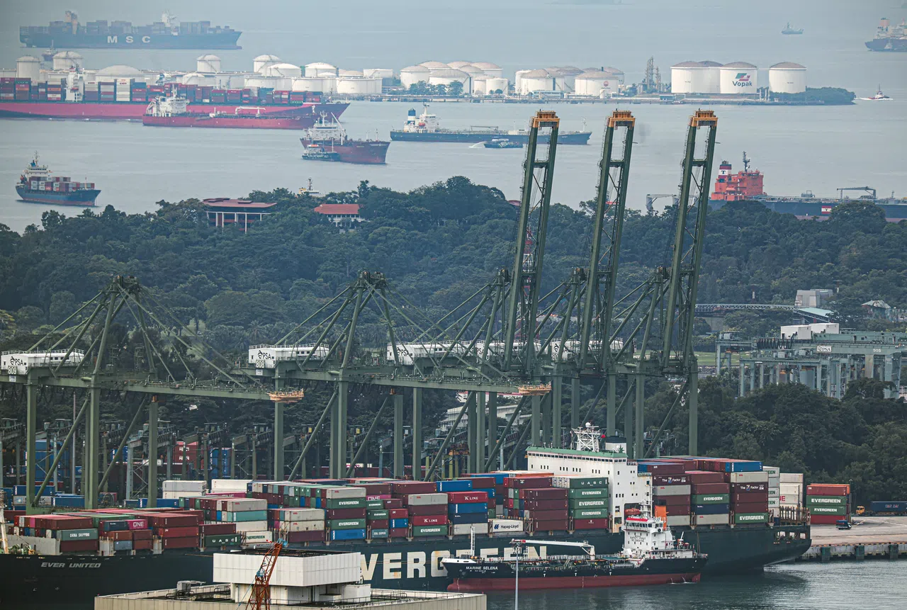 Generic picture of container port in Singapore.- Budget 2023