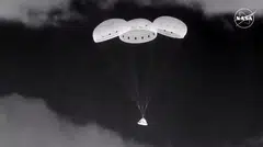 Video grab showing Boeing's Starliner approaching the landing site at White Sands Space Harbor in White Sands, New Mexico. 