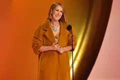 Celine Dion made a surprise appearance at the Grammy Awards in February, when she presented the Album of the Year award to Taylor Swift.