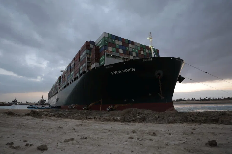 In March 2021, the very large container ship Ever Given got stuck in the Suez Canal, and it took six days for it to be freed.