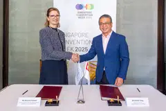 Minister for Law Edwin Tong (right) with ICSID secretary-general Martina Polasek at Singapore Convention Week 2025, when they signed the letter of intent to set up an ICSID office in Singapore. 