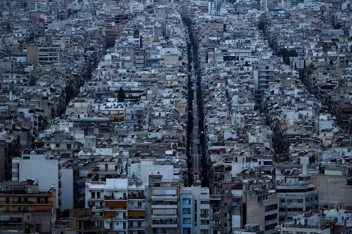 Residential buildings in Athens. There is a shortage of 180,000 houses for rent or sale in big Greek cities, based on a Piraeus Bank report in 2025.