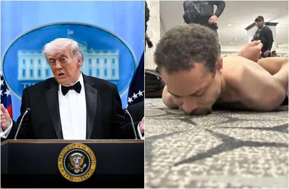 At a White House press briefing on Apr 25, US President Donald Trump (left) said the alleged shooter (right) was armed with multiple weapons.