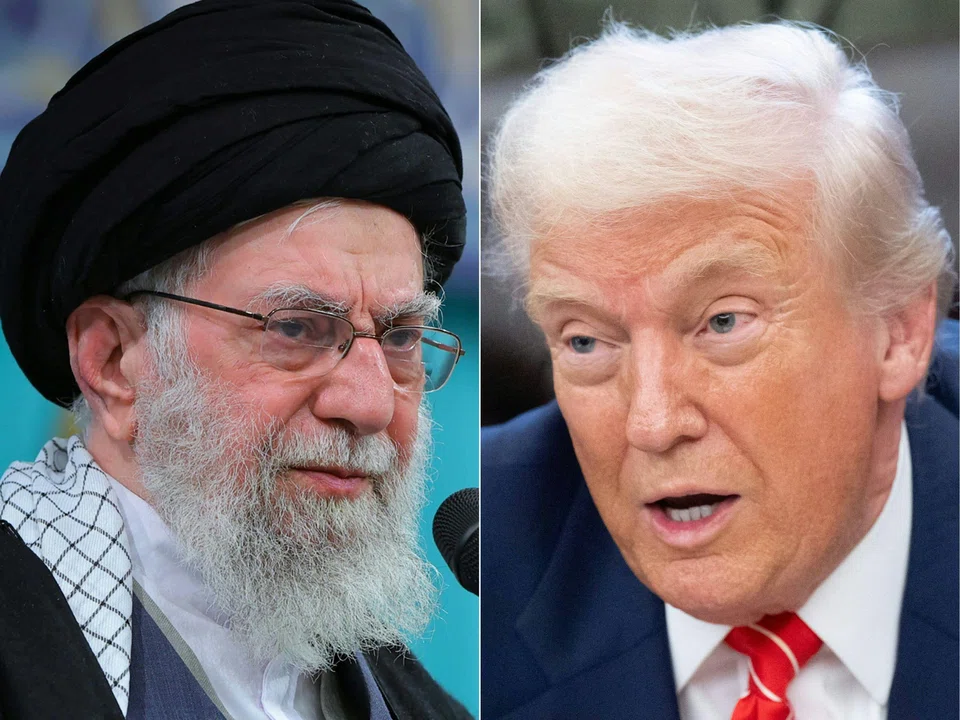 US President Donald Trump (right) said in an interview with NBC News on Feb 4, 2026, that Iran's supreme leader Ayatollah Ali Khamenei (left) should be "very worried," as the US builds up its military forces in the region.