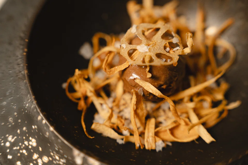 Intensely chocolatey buah keluak ice cream.