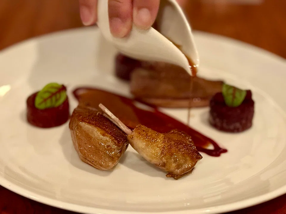 Roast pigeon from the a la carte menu.