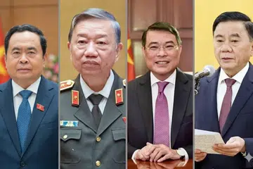 (From left) Tran Thanh Man has been re-elected as chairman of the National Assembly; To Lam has been elected state president; Le Minh Hung has been appointed prime minister; Tran Cam Tu is the standing member of the Party’s Secretariat.