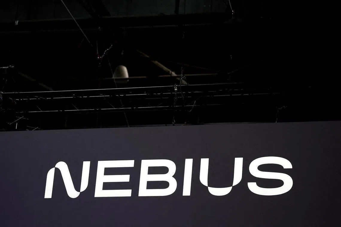 FILE PHOTO: The logo of Nebius during the Viva Technology conference dedicated to innovation and startups at Porte de Versailles exhibition center in Paris, France, June 12, 2025. REUTERS/Benoit Tessier/File Photo