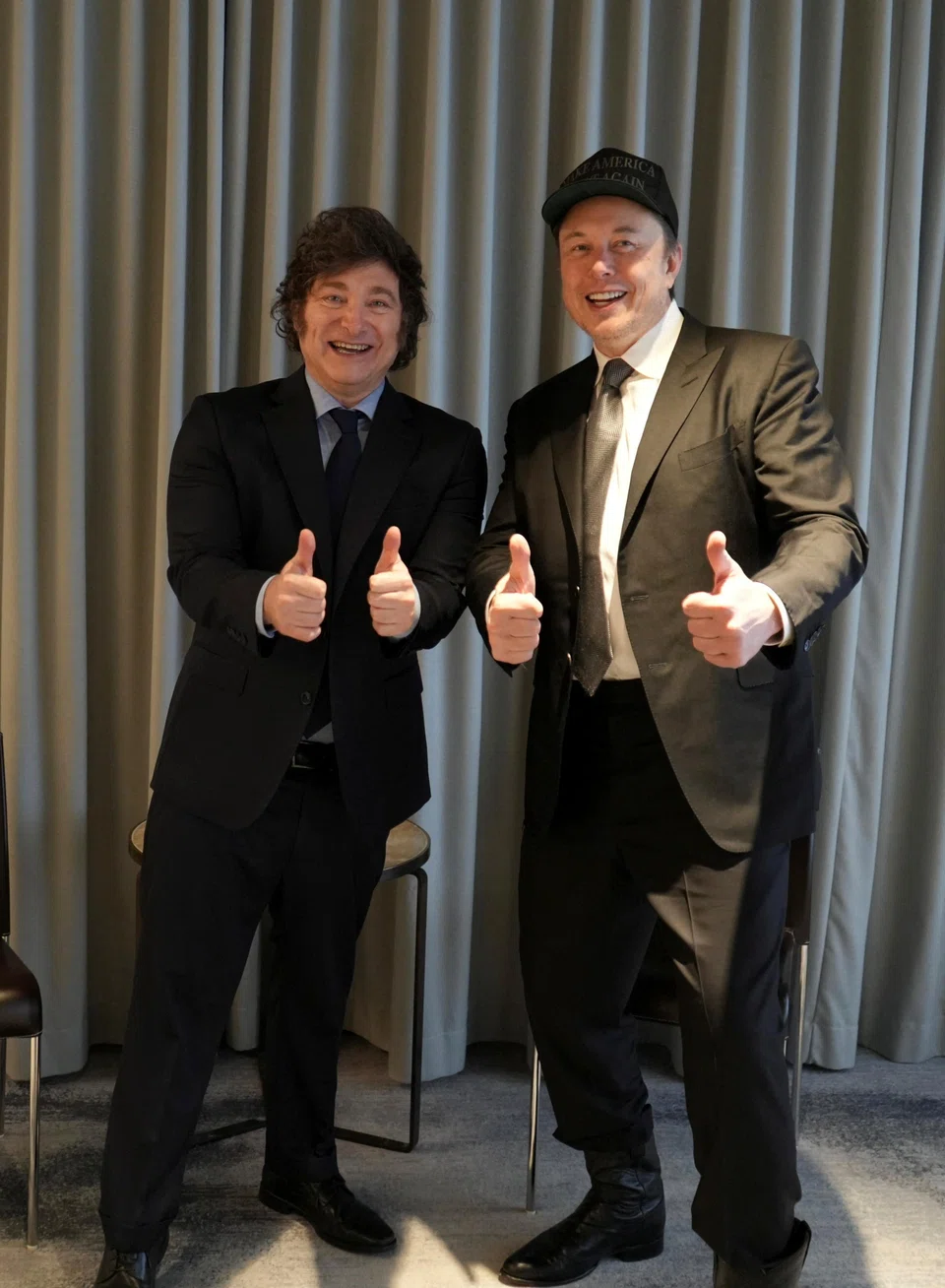 Argentina President Javier Milei (left) has expressed contempt for the state, while Tesla CEO Elon Musk promises to slash US$2 trillion from America's expenditures.