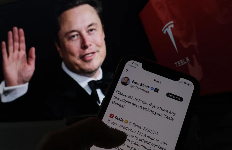 A post on Elon Musk’s X account ahead of the Tesla shareholders meeting on Jun 13 to weigh in on his giant compensation package.