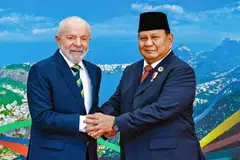 Indonesian President Prabowo Subianto (right) and his Brazilian counterpart Luiz Inacio Lula da Silva. Brazil, this year's Brics chair, announced Indonesia's entry as a full member into Brics.