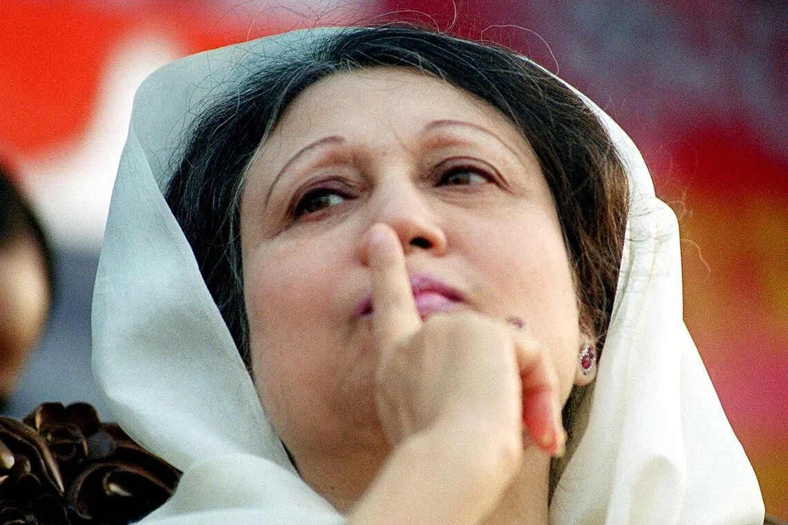 Three-time prime minister Khaleda Zia was jailed for corruption in 2018 under Hasina’s government.