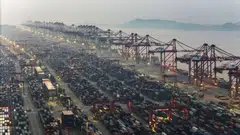 Shipping containers at the Yangshan Deepwater Port in Shanghai, China. Higher tariffs are expected to hit the plus-three economies harder, particularly China, noted the macroeconomics surveillance organisation in its quarterly report.