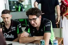 Mattia Binotto (right), the head of Audi's F1 project, describes machine learning as a “really big” disruption to the F1 development process.
