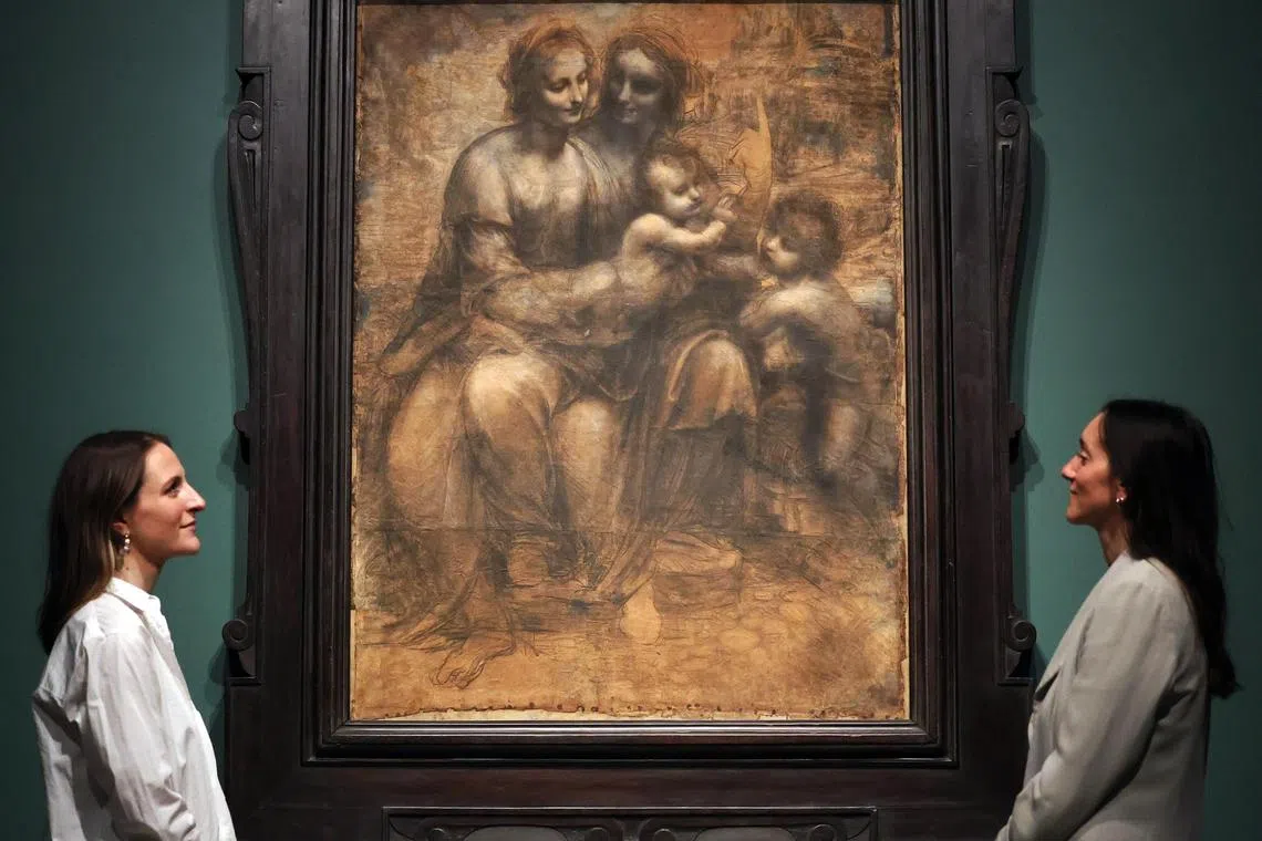 Leonardo da Vinci’s ‘The Virgin and Child with Saint Anne and the Infant Saint John the Baptist', from around 1506-08, at the Royal Academy of Arts in London, Britain, Nov 2024..