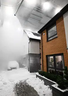 Rain, wind, sunshine and snow can be recreated in temperatures ranging from -20 deg C to 40 deg C, operated from a control centre.