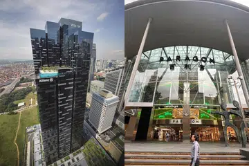 CICT's purchase of Paragon mall (right) will be funded with funds from the divestment of Asia Square Tower 2 (left).
