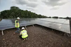 Rooftop solar panels that are part of the microgrid in Pulau Ubin. Singapore has achieved its 2020 solar target of 350 megawatt-peak and has set a new solar target of at least 2 gigawatt-peak by 2030. 