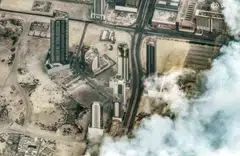 Damaged residential buildings in Manama, Bahrain's capital, following an Iranian drone attack on Mar 2.