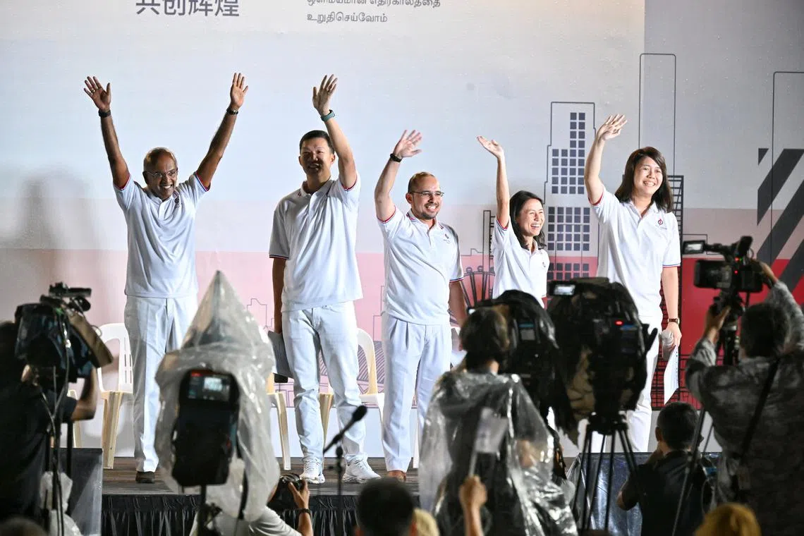 PAP's Nee Soon team. From left: Minister for Law K Shanmugam, Jackson Lam, Dr Syed Harun Alhabsyi, Goh Hanyan and Lee Hui Ying. 