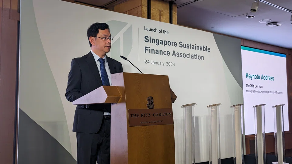 Chia Der Jiun, managing director of the Monetary Authority of Singapore, at the launch of the Singapore Sustainable Finance Association on Wednesday (Jan 24). 