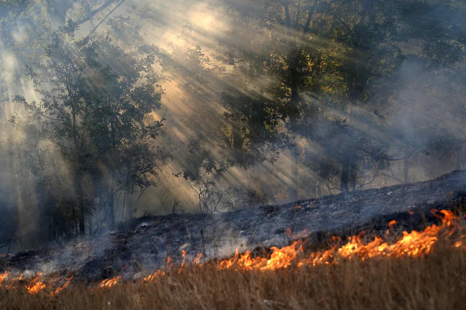 A wildfire burns in Garano, north-western Spain. Nearly four-fifths of the world's land has faced all-time-high temperatures this century.
