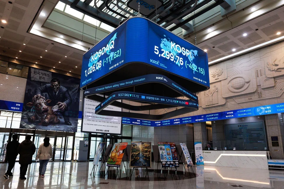 The Kospi Index plunged another 12% following a 7.2% drop in the previous session, as heavyweights Samsung Electronics, SK Hynix and Hyundai Motor tumbled. 