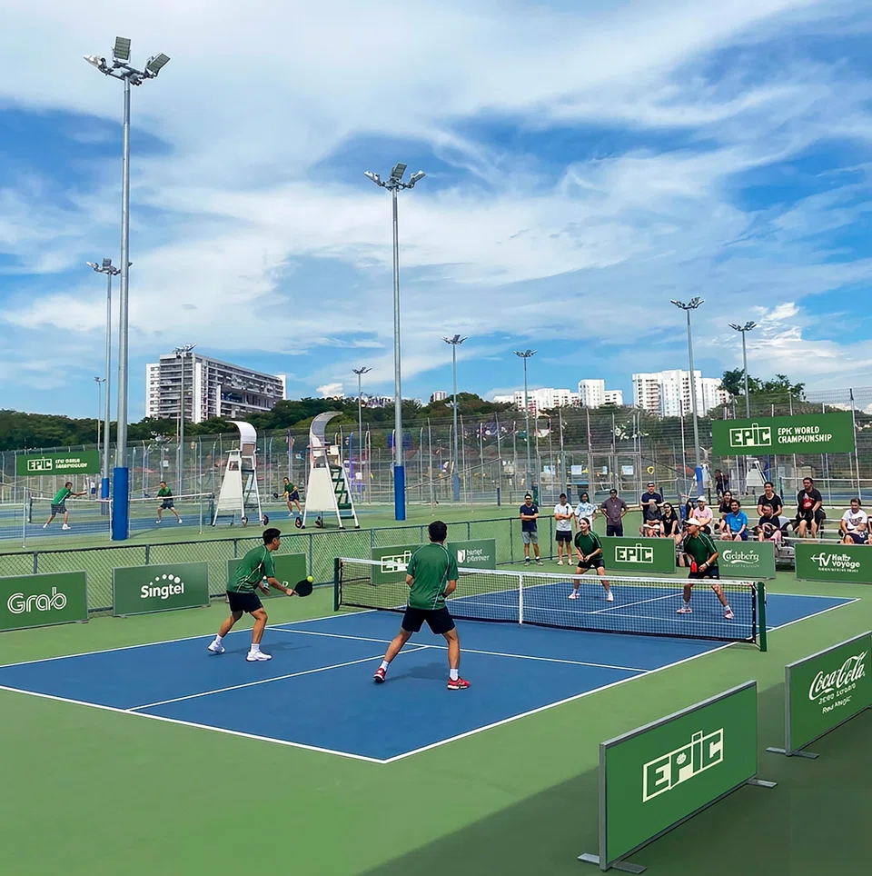 This is an AI-generated image of what the Epic World Championship at the Kallang Tennis Hub could look like when the event takes place from April 30 to May 3.