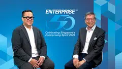 Richard Eu, Eu Yan Sang International group chairman (right), with moderator Dylan Tan, BT's memberships editor, during a virtual fireside chat held during the launch of the E50 2025 Awards.