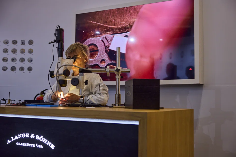 A master craftsman demonstrated engraving to show first-hand the intricate details that go into the making of each Lange timepiece.. Scroll for more photos.