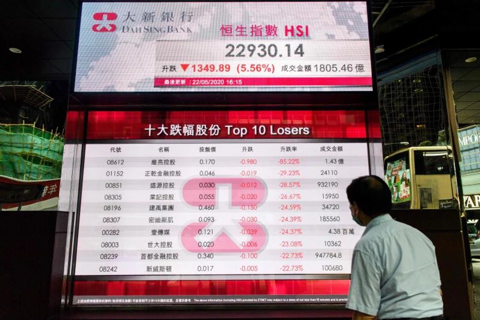 The Hang Seng Index fell 0.78 per cent or 163.81 points to 20,780,86.84.
