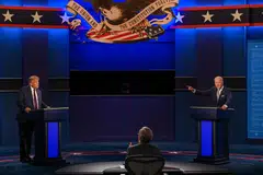 Donald Trump (left) and Joe Biden (right) during the first 2020 US presidential debate in Cleveland, Ohio, on Sep 29, 2020.