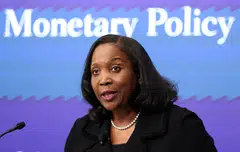 Federal Reserve Board Governor Lisa Cook speaks at the Brookings Institution in Washington, D.C., Nov 3, 2025.