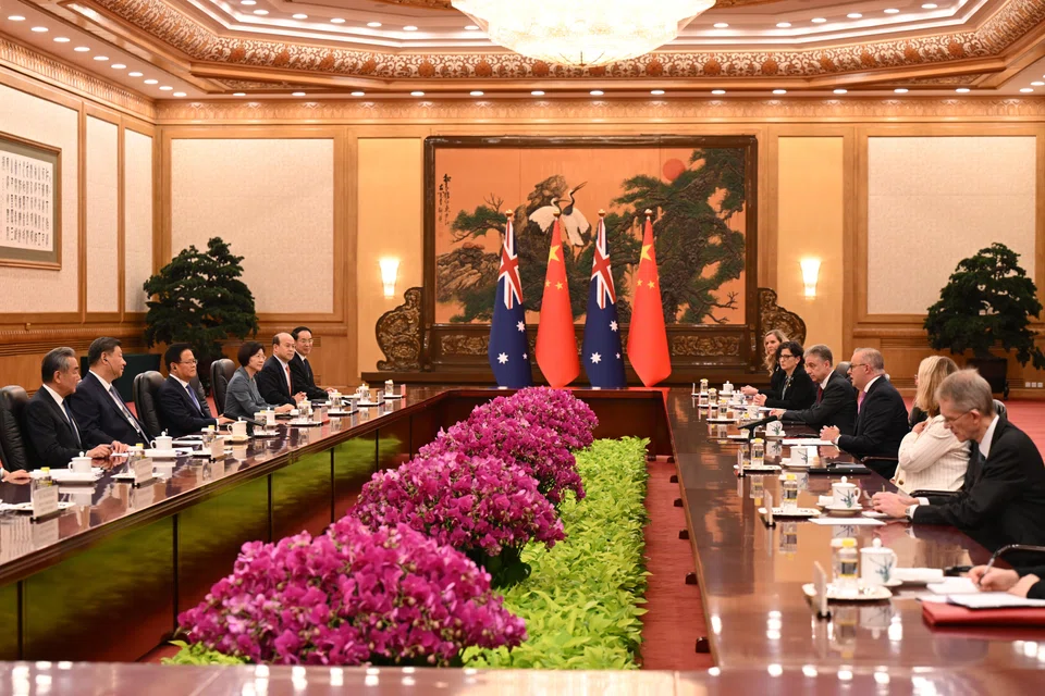 Chinese President Xi Jinping meets with Australian Prime Minister Anthony Albanese at the Great Hall of the People in Beijing, China, July 15, 2025. Albanese is in China for a six-day official visit.  