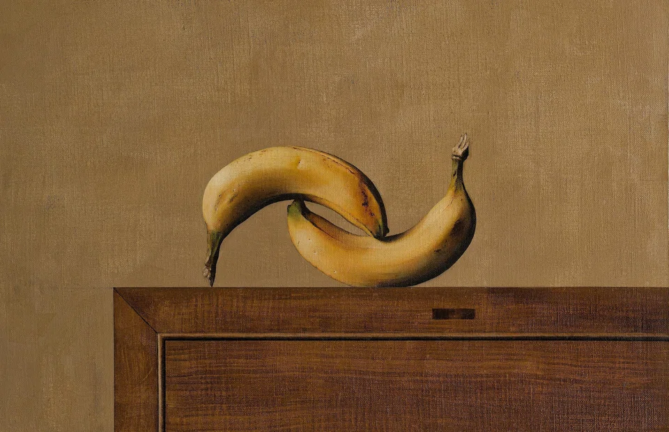 A detail of Ahmad Zakii Anwar's painting of bananas in "Passion Is Volcanic: Desire In Southeast Asian Art". 