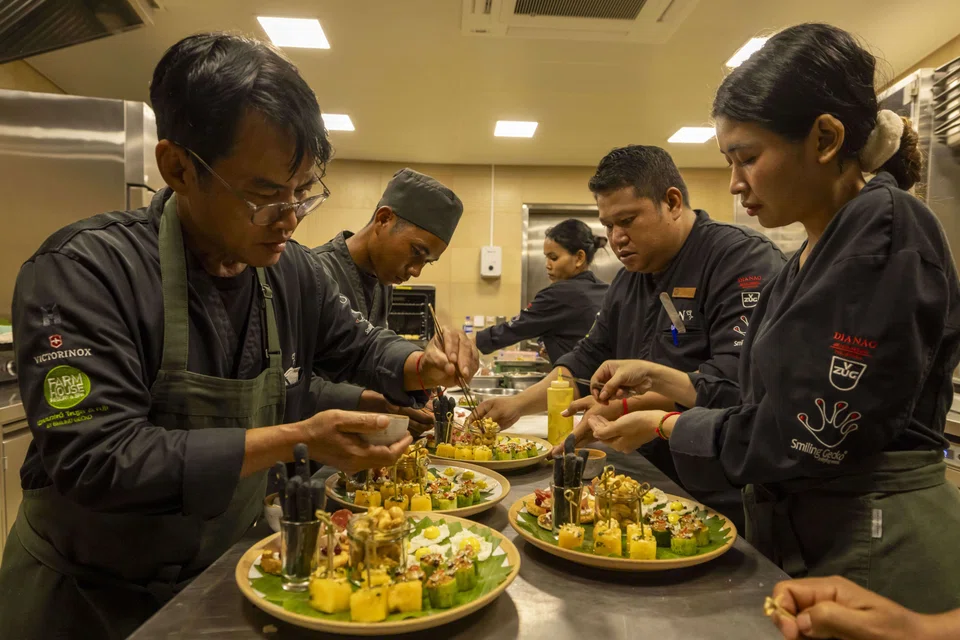 The Farmhouse Resort & Spa, located on Smiling Gecko's campus, employs and trains locals in a range of job skills.