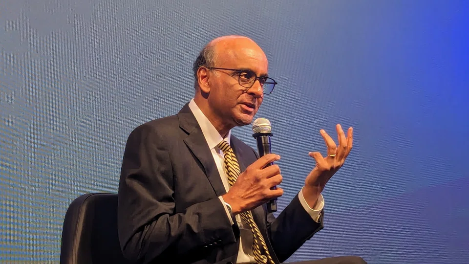 President Tharman Shanmugaratnam speaking at a forum organised by the Indo-Pacific Economic Framework for Prosperity on Wednesday at the Sands Expo and Convention Centre.