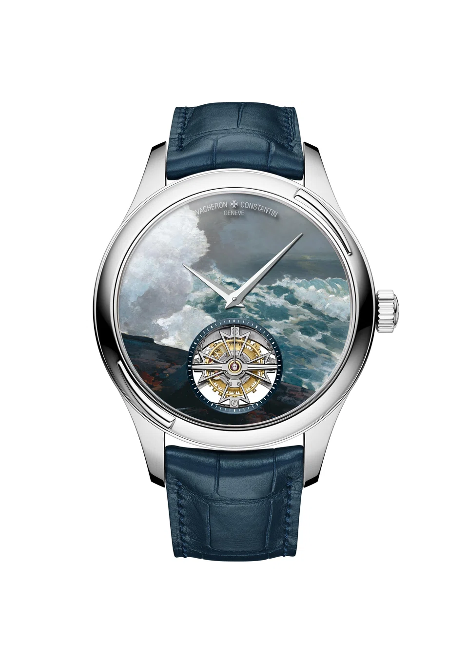 Bespoke Vacheron Constantin minute repeater-tourbillon watch with an enamel dial rendering of Winslow Homer's Northeaster.

