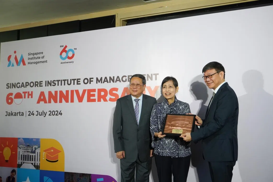 From left: Professor Wei Kwok Kee, provost of SIM Global Education; Euleen Goh, chairman of SIM’s board of directors; and Singapore Ambassador to Indonesia Kwok Fook Seng, at SIM's 60th Anniversary event in Jakarta.