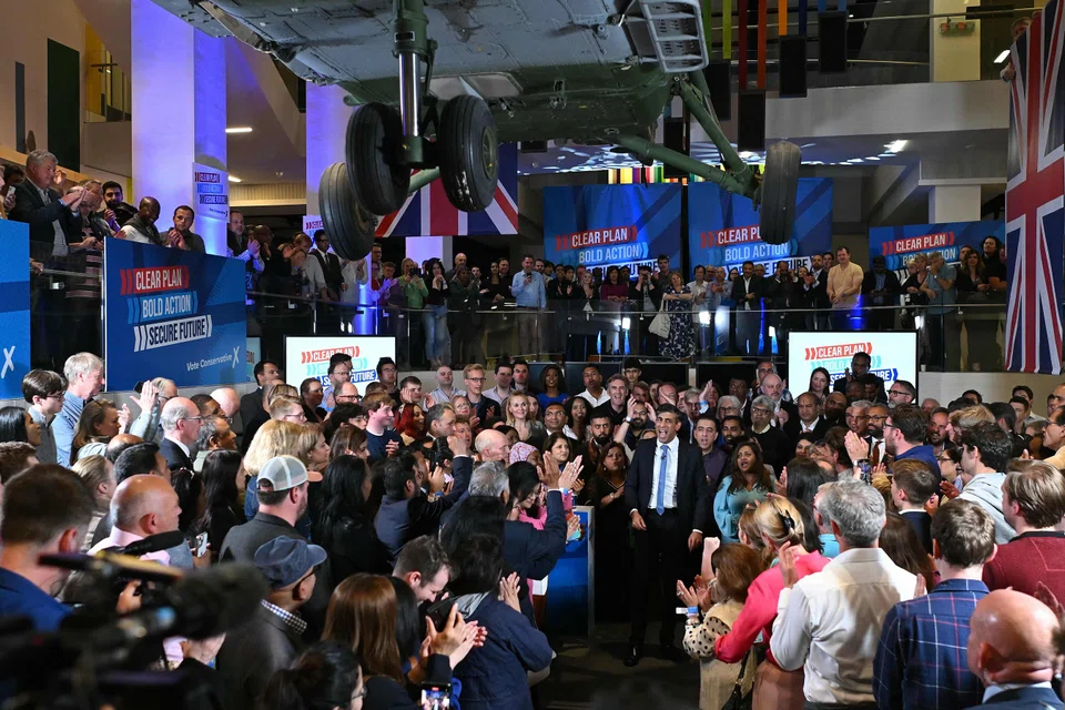 Britain's Prime Minister and Conservative Party leader Rishi Sunak speaking at the National Army Museum in London on July 2, 2024. Will the July 4 election mark the beginning of the "end" for the Tories? 