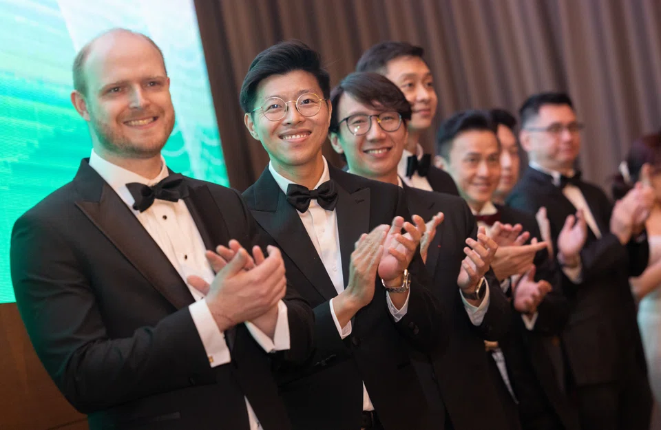 From left: Ampotech, William Temple, CEO & co-founder; BoxGreen, Walter Oh, co-founder; Life Lab Resources, Edward Chia, MD; Little Green Ranger, Kenneth Ong, founder; MLC Trading, Eric Wong, director; RushOwl Singapore, Ng Shin, co-founder and CEO; Ollo Lifestyle International, Alex Teo, CEO & founder.