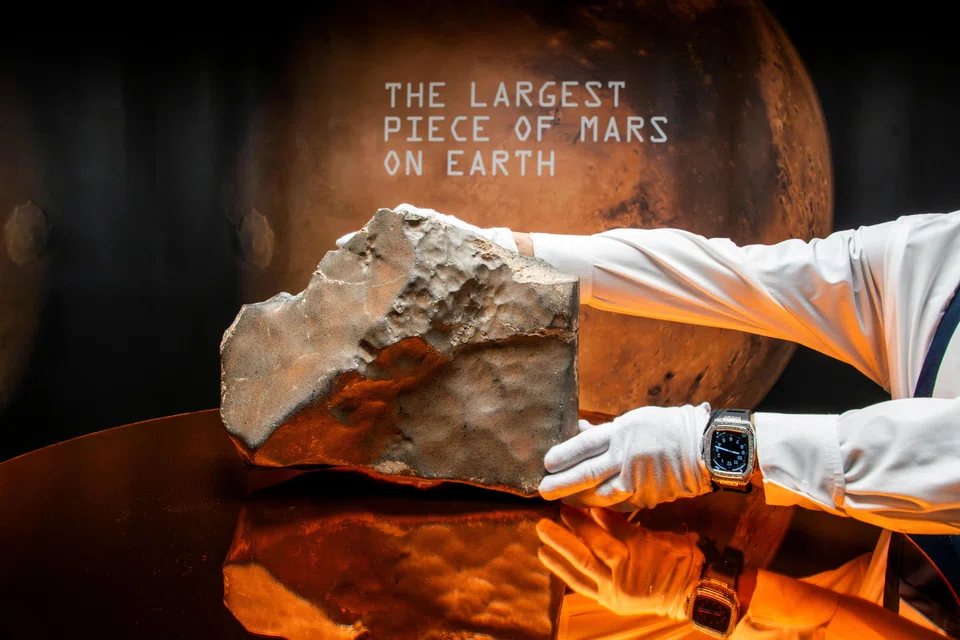 Just like its mother planet, NWA 16788 has a distinctly reddish hue, as well as signs of fusion crust from its violent descent through Earth’s atmosphere.