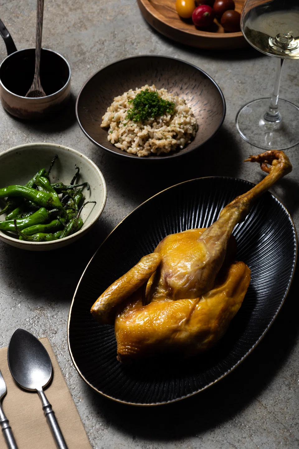 Free-range chicken is dry aged for seven days for extra flavour.