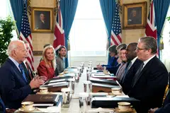 During Friday's meeting at the White House, US President Joe Biden (left) and UK Prime Minister Keir Starmer discussed topics such as the Middle East and the Ukraine, where their agendas largely dovetail.
