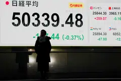 The Nikkei 225 Index slid 1 per cent to 53,820.46 by the midday break on Thursday, snapping a three-day surge.