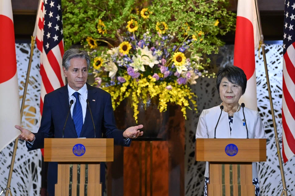 US Secretary of State Antony Blinken, attending a joint press conference with Japan's Foreign Minister Yoko Kamikawa, says US alliances are all “defensive in nature”. 