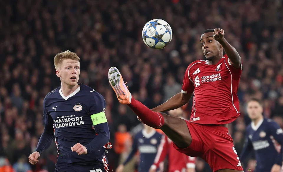 Liverpool's off-form Alexander Isak (right) in action against PSV Eindhoven's Jerdy Schouten at Anfield, as the Reds lost 4-1 in a Champions League group match.