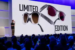 Mark Zuckerberg, CEO of Meta Platforms, introducing the Meta Ray-Ban Display glasses during the Meta Connect event in Menlo Park, California, on  Sep 17. Meta Platforms, seeking to turn its burgeoning smart glasses into a must-have product, unveiled its first version with a built-in screen. 